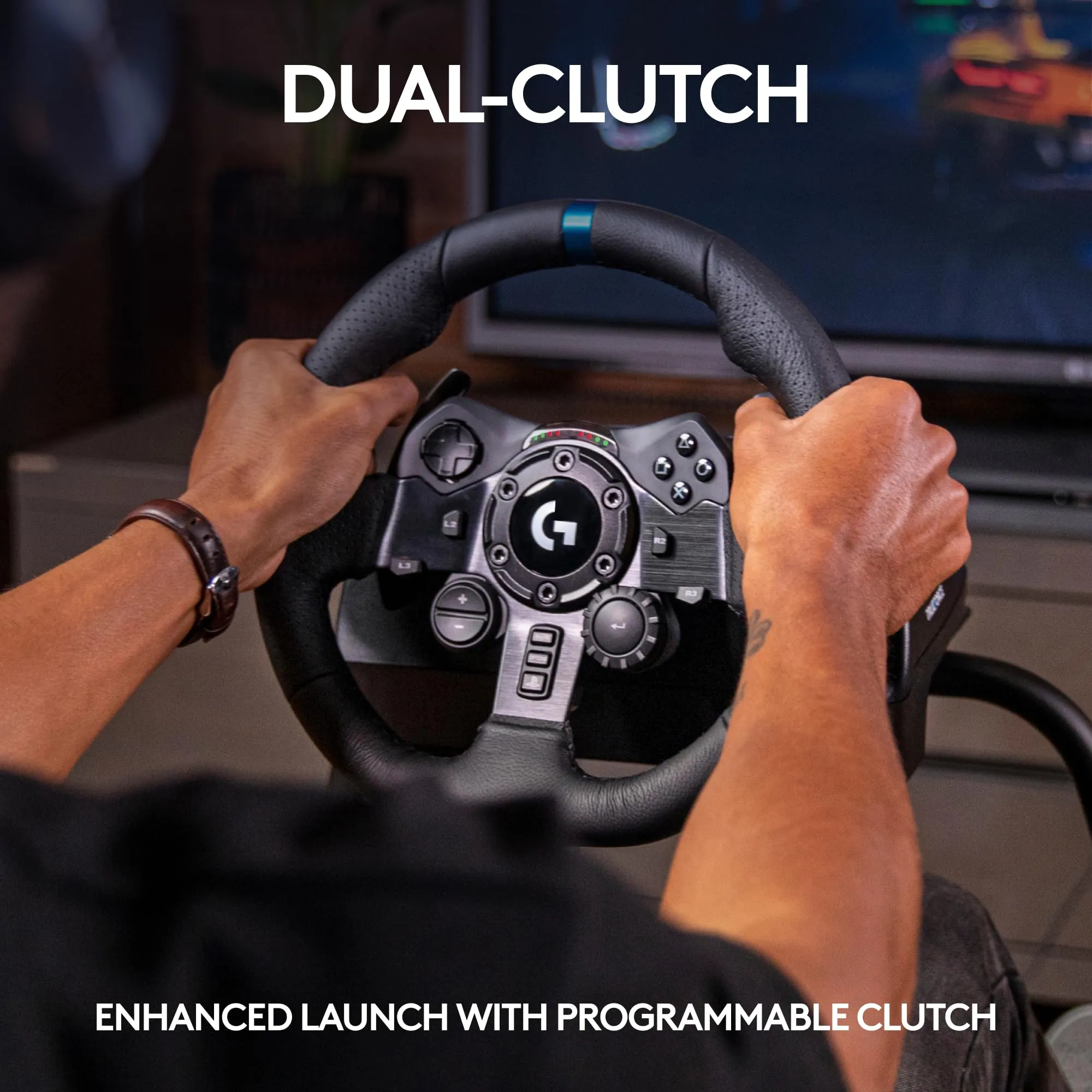 Premium Certified Refurbished Logitech G923 Racing Wheel & Pedals for PS5, PS4, and PC - USB Plug (Model 941-000147)