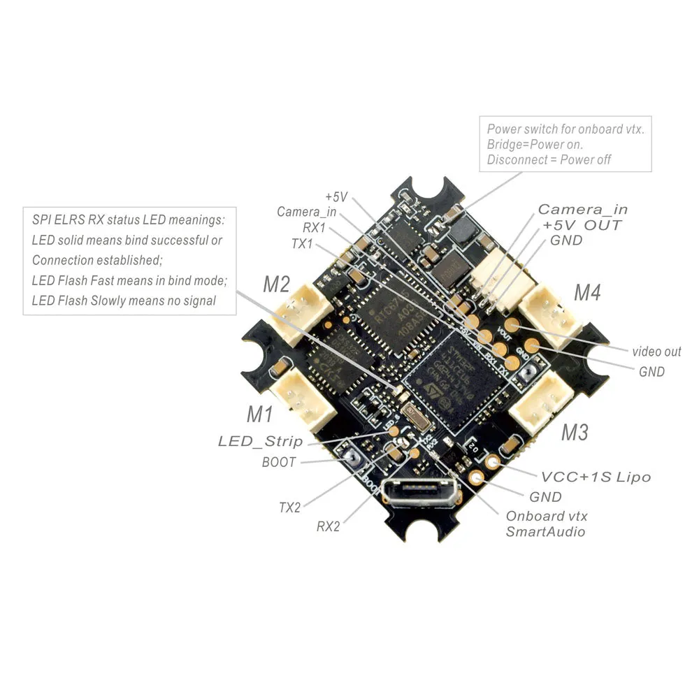 Happymodel ELRS F4 2.4GHz V3.1/V3.3 AIO 5-in-1 Flight Controller