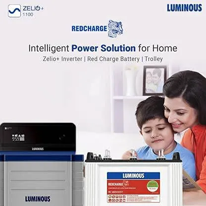 Luminous Inverter & Battery Combo with Trolley for Home, Office & Shops(Zelio  1100 Pure Sine Wave Inverter, Red Charge RC 18000ST 150Ah Short Tubular Battery & Trolley)