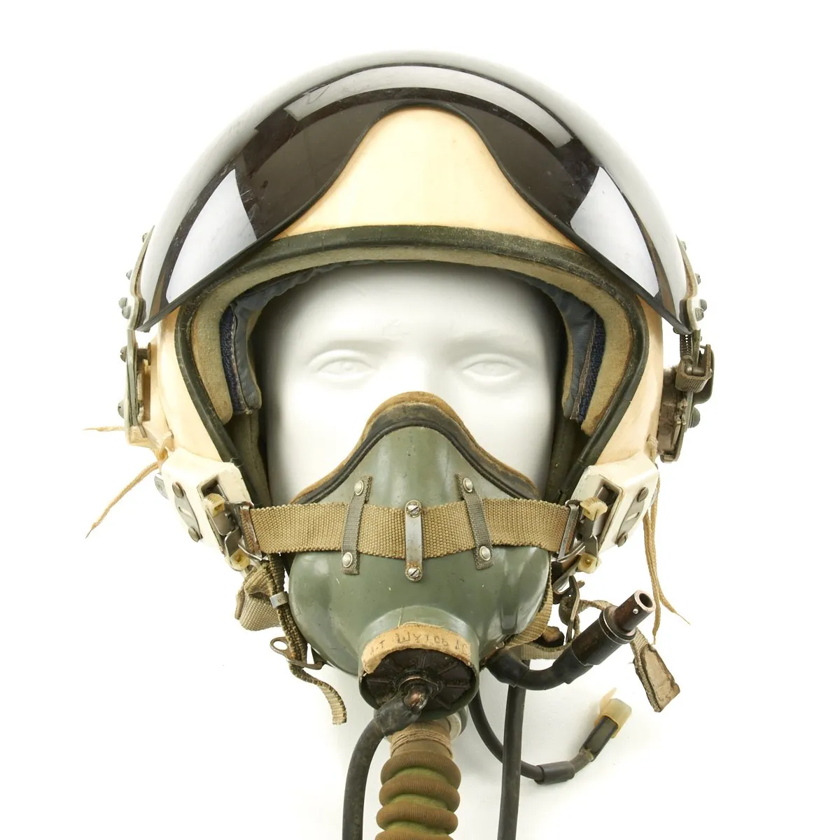 Original Cold War Soviet MIG Jet Fighter Flying Helmet ZSh-5MKV2 with Oxygen Mask KM-34