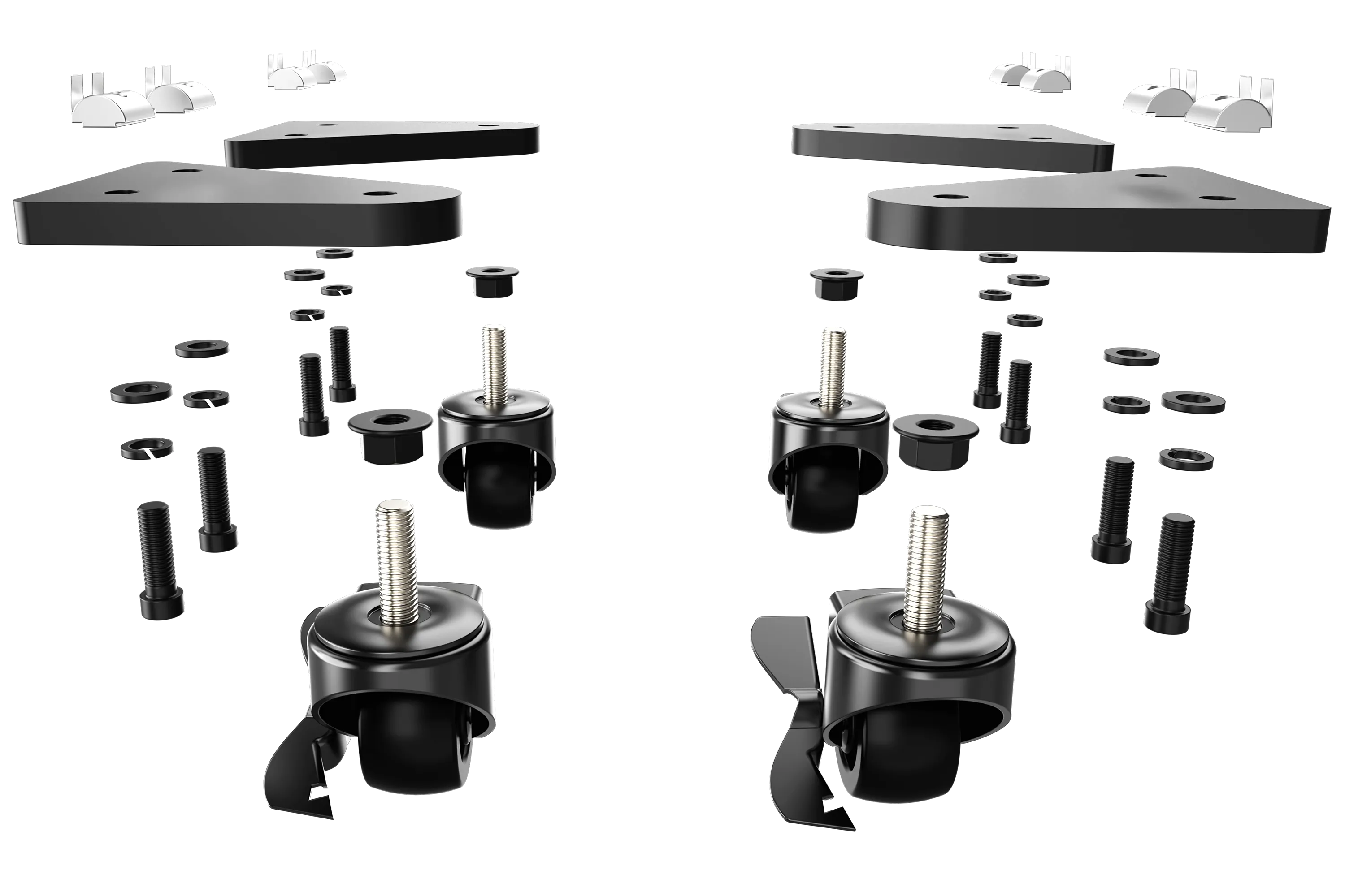 Universal Caster Wheels with Brake & Mounting Brackets