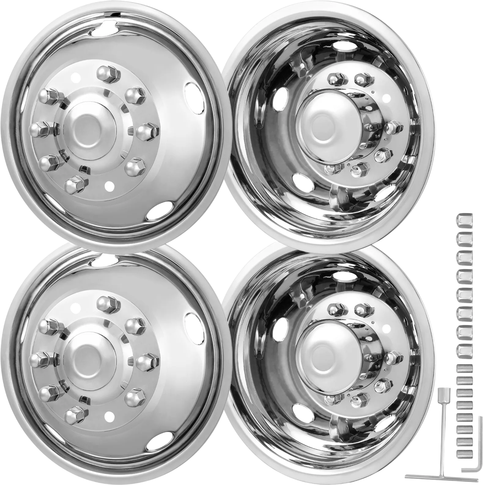 Vevor Wheel Simulators 19.5" 10 Lug for Ford F450/F550 (2005-2020) Set of 4 Stainless Steel New